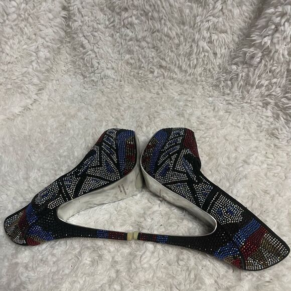 Mascotte Elegant Multicolor rhinestones Stiletto platform Heels SZ7.5 - Picture 4 of 8